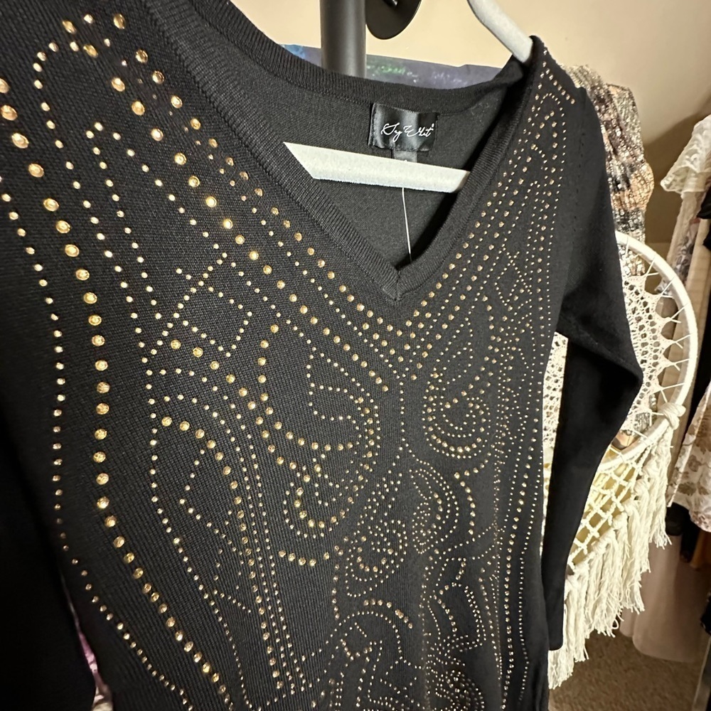 NWT Say What Black Gold Sequins BodyCon Dress, size Small - Picture 3 of 6
